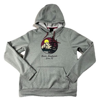 Burton Oak Pullover Graphic Hoodie Thumbholes Gray Women's S Skiing Outdoors