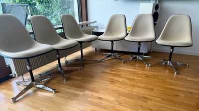 VITRA HERMAN MILLER EAMES FIBERGLAS SIDE CHAIR PSC HOPSACK BEIGE