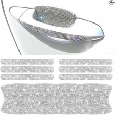 10 PCS Car Door Handle Protector, Shiny Crystal Rhinestone Anti-Scratch White