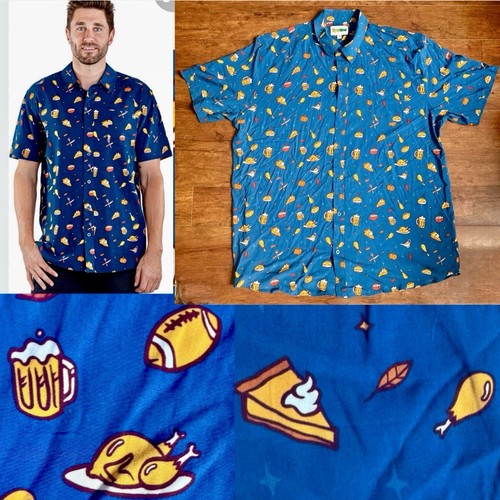 TIPSY ELVES THANKSGIVING BUTTON DOWN SHIRT MENS 3XL
