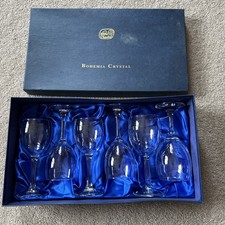 Bohemia Crystal Wine Glasses 4 X 175ml And 2 X 250ml Comes In Box Vintage