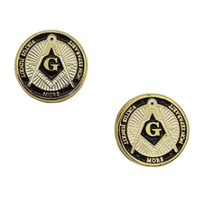 2 x GRIP MEDALLIONS Colt, Kimber, Beretta, S&W, and all clones Gold, Masonic