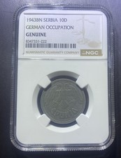 1943BN Serbia 10D (Dinara) German Occupation Coin - NGC Certified Genuine 🔥🪙🔥