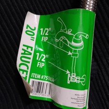 HOMEWERKS 20" Faucet Supply Line 1/2" FIP x 1/2 FIP Braided Stainless Steel NEW