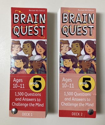 Brain Quest Grade 5 Ages 10-11 Revised 4th Edition Deck 1 & 2 2012 Workman Pub.