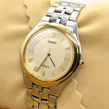 SEIKO DOLCE 8J41-6030 Round Gold / Silver Dial Quartz Vintage Men's Watch
