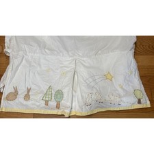 Pottery Barn Kids Crib Skirt Dust Ruffle White Bunnies Sheep Stars Neutral