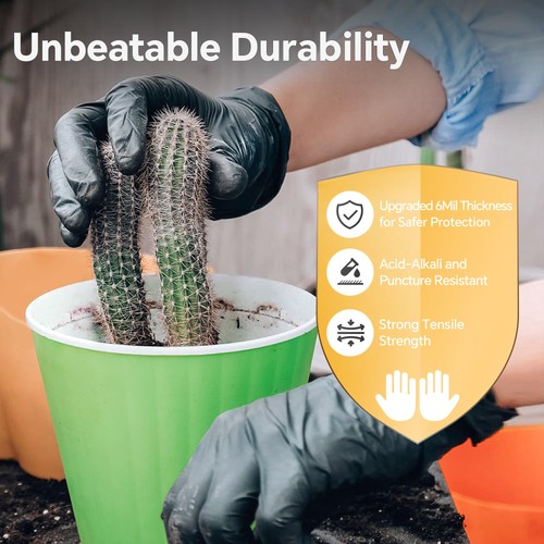 Nitrile Gloves Disposable Rubber Latex Gloves Medium Black Nitrile Glove Disp... - Bild 3 von 6