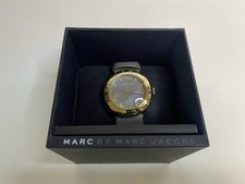 Marc by Marc Jacobs Water-Resistant Quartz Gold Gray Leather Wrist watch NWT