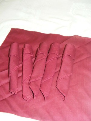 Vintage Handmade Napkins Set of 6 Solid Color Dark Burgundy Red #M