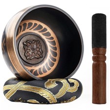 Tibetan Singing Bowl Set, Authentic Handmade Meditation Bowl Stress Relief Yo...