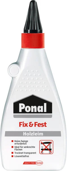 Ponal Holzleim Fix & Fest 500 G Flasche, Trocknet Transparent Holzleim-image