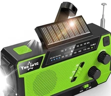 Emergency Crank Weather Radio, AM/FM/NOAA Hand Crank - Green