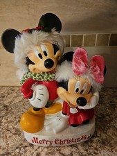Disney Merry Christmas Mickey  Minnie 13" Resin Holiday Greeter Statue