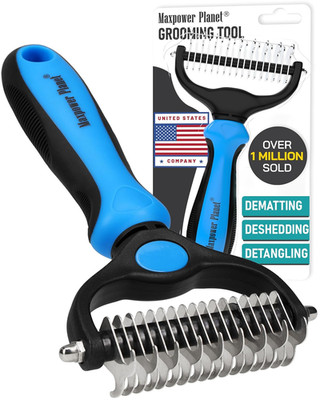 Maxpower Pet Grooming Brush  Double-Sided Deshedding Tool Dogs Cats Sheeding 