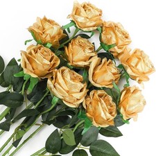 Künstliche Rosen 10 Stück Seidenblüten Deko Hochzeit Blumen rot 30 cm