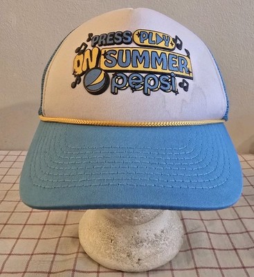 Press Play On Summer Pepsi Rope Cap Hat Blue White Mens Adjustable Foam Mesh