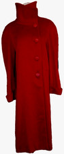 VINTAGE ASHLEY SCOTT WOMENS RED WOOL LONG COAT DOUBLE BREAST MADE USA 12/14 P