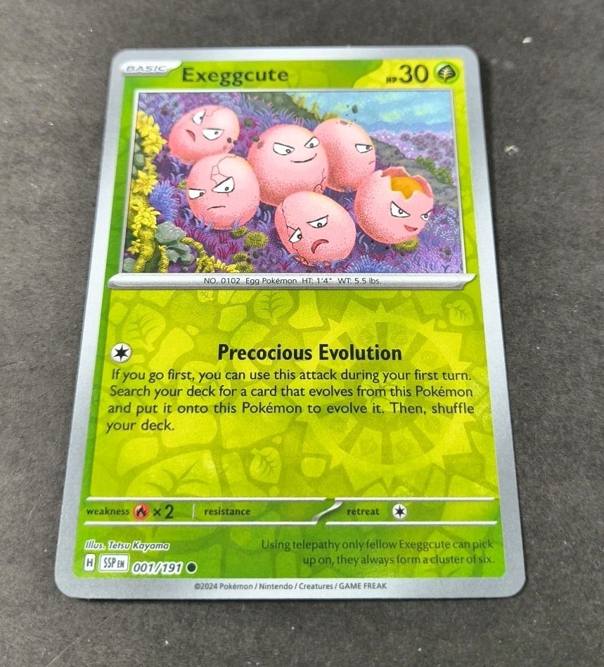 Pokemon Surging Sparks Exeggcute Reverse Holo Common Card 001/191 NM