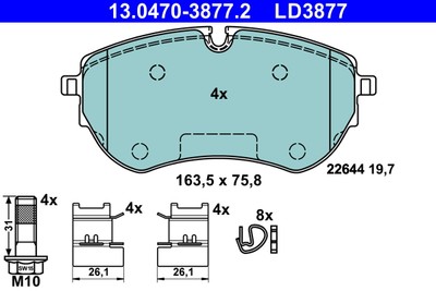 ATE 13.0470-3877.2 brake pad set, disc brake for VW