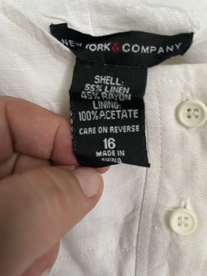 New York White Linen Midi Sleeveless Dress Size Large - Image 4 of 4