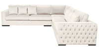 Ecksofa Creme Eckgarnitur Polster Samt Stoff MöBel Design Wohnlandschaft Couch