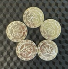 x5 1 Gram .999 Silver Pit Bullion Las Vegas Nevada Craps Games Poker Chip Round!