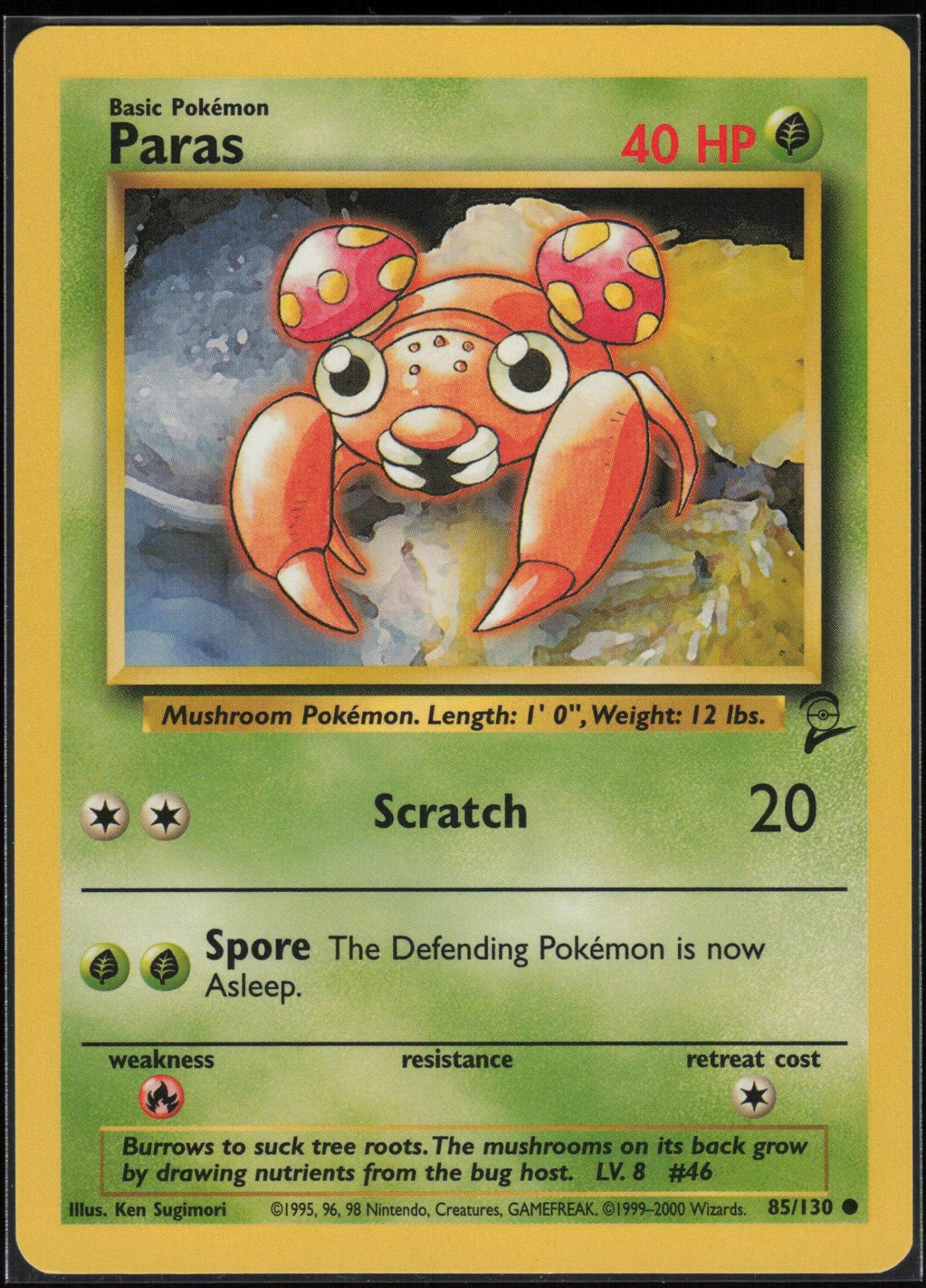 Paras 85/130 Common Base Set 2 Pokemon - Clean