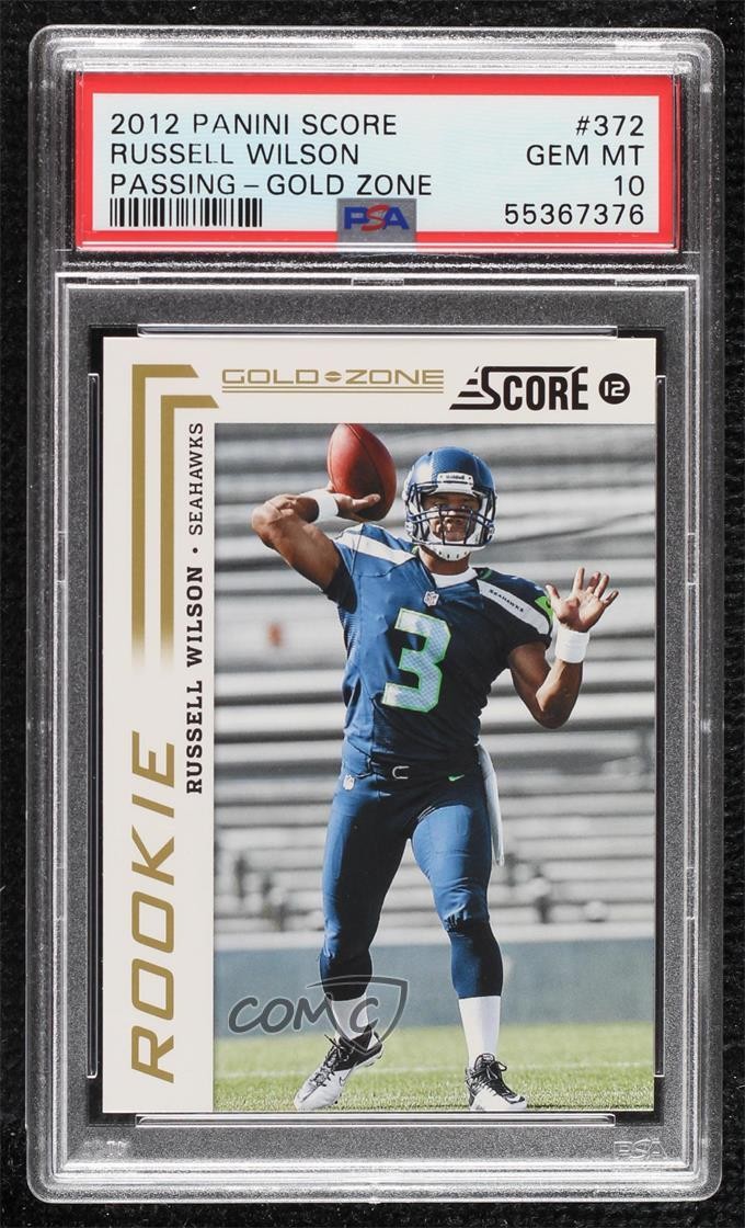 Russell Wilson Panini Score #372 Gold Zone