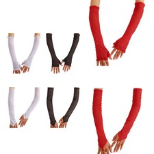 1 Pair Women Elegant Long Stretchy Mesh Tulle Sheer Fingerless Gloves Party Club