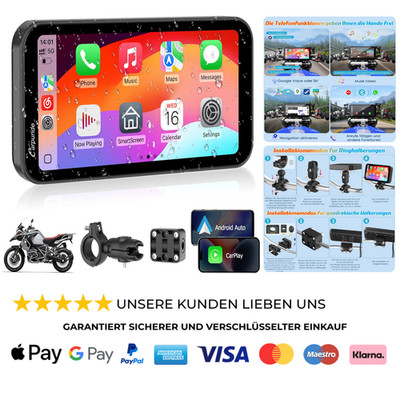 Carpuride W603 Motorrad Carplay Bildschirm Kabellos Android Auto 6,3