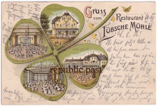 Litho Postcard Szczecin Greeting from Restaurant Lübsche Mühle 1905 (P62)