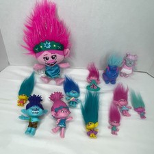 Trolls Figure Lot 12 Mixed Characters Plush PVC Figures DreamWorks Hasbro