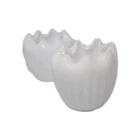 Pair of two Vintage Fenton Pinched Ruffle Ribbed Milk Glass Rose Bowl READ
