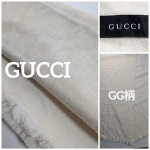 Gucci motif Gg avec logo, motif intégral, ivoire, étole tissée