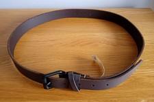 Image of Timberland Dark Brown Leather 3cm Belt Size L Fits 32in-36in Waist