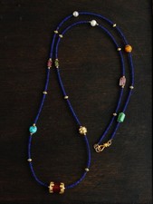 Lapis Lazuli Multi Layer Bead Bracelet Necklace Pearl Tourmaline Jewelry
