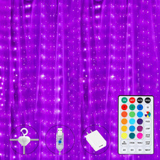 16 Colors Changing Curtain Lights - 250 LED 9.8 X 8.8 FT Fairy String, 7 Modes T