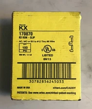 100 Pack - nVent Caddy KX KON Clip 170870 - AC, MC or BX to #12 Thru #8 Wire