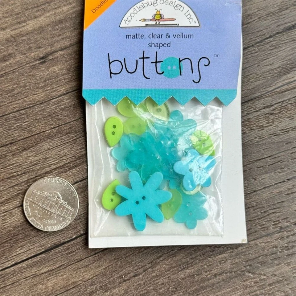 NEW Vintage Y2K Doodlebug Design Inc Flower Buttons Swimming Pool Posies 18 Pc - Image 4 of 4