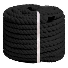 Natural Cotton Rope, 3/4inches x 50ft, 3-Strand Twisted, Black, Soft, Durable...