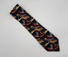 Vintage J. Garcia 100 Silk Abstract Geometric Tie Red Blue Gold Art Necktie