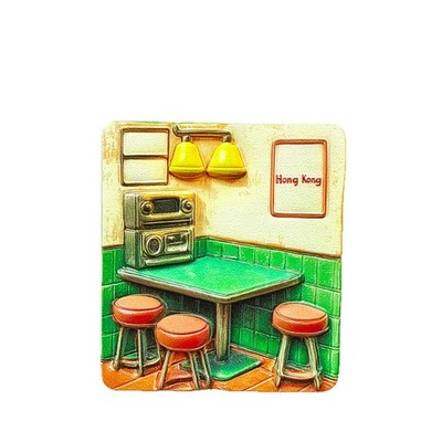 Hong Kong Diner Cha Chaan Teng Tourist Souvenir Resin Refrigerator Fridge Magnet