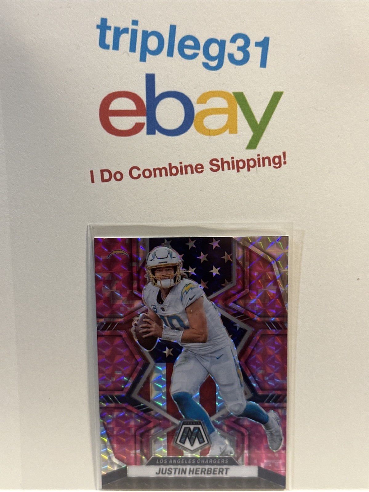 2022 Panini Mosaic Justin Herbert National Pride Pink Camo PRIZM #254 Chargers