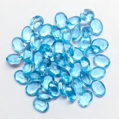 8X6 Mm Oval Cut-Light Blue Topaz Glass Stone-Blue Topaz Glass Lab Created Cut