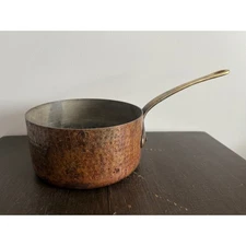 Vintage Hammered Copper Saucepan Brass Handle Small Cooking Pot Kitchen Decor
