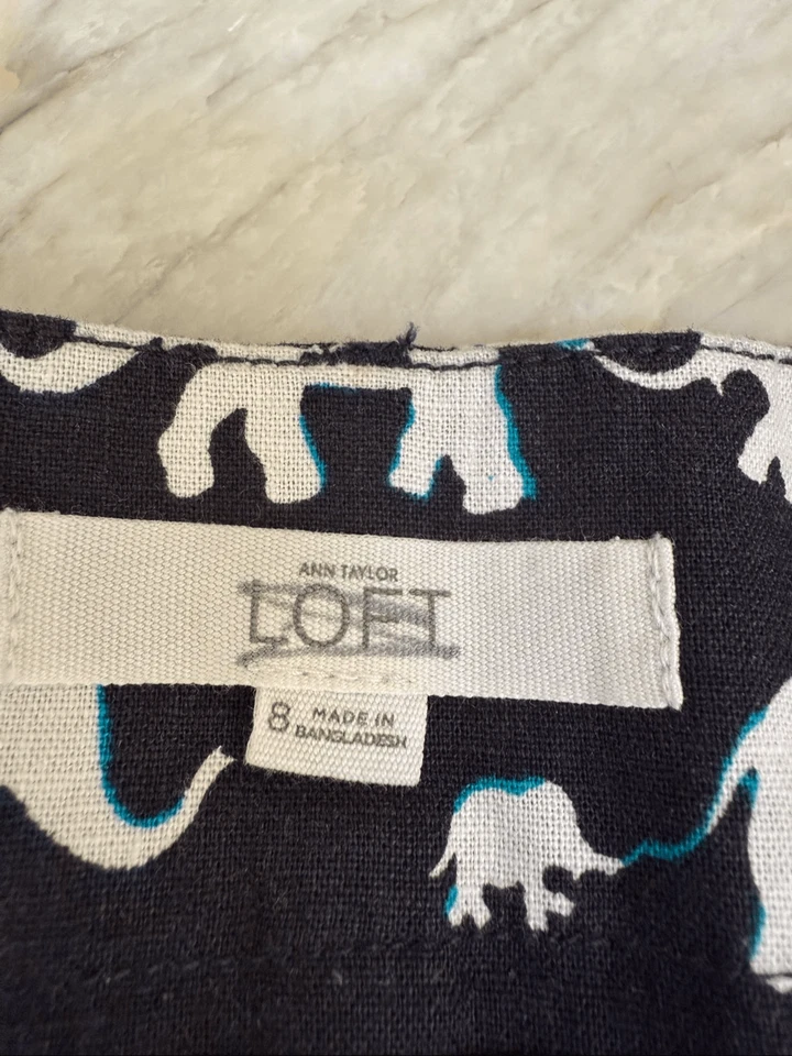 Shorts femininos Ann Taylor Loft The Riviera mistura de linho estampa de elefante tamanho 8 - Imagem 4 de 4