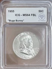 1955 Half Dollars Franklin ICG MS-64 Bugs Bunny - FBL IDC Verified