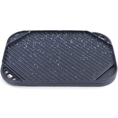 CARPARTS-ONLINE GMBH BBQ Grill Wendeplatte Planchaplatte Gusseisen Antihaftbeschichtet 30x20 cm