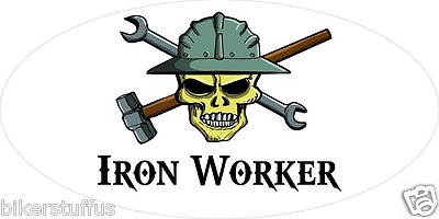 IRON WORKER WITH SKULL HELMET STICKER HARD HAT STICKER LAPTOP STICKER TOOLBOX 
